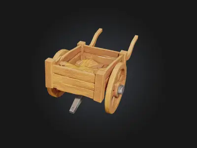 Wooden Cart Illustration  Rustic Charm on Wheels 3D model