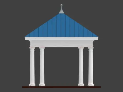 Pavilion free standing structure architectural hipped roof Low-poly 3D model