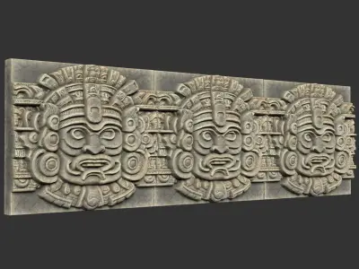 10 Low poly Mayan Temple Wall Decor 231206 Low-poly 3D model