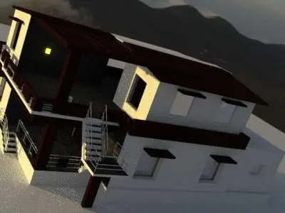 House modern on beach Low-poly 3D model