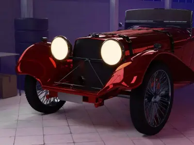 Vintage Car Shot - Blender Low-poly 3d Model Low-poly 3D model