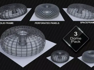 Circular Domes variety pack Low-poly 3D model