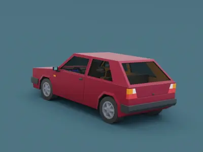  Stylized Cartoon Euro Hatchback Car  Low-poly 3D model