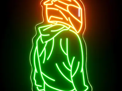 Motorcyclist Neon Sign 3D model
