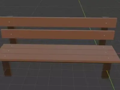 Low Poly Bench 3D model wooden Free low-poly 3D model