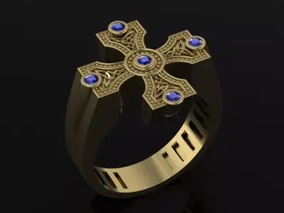 Mens Cross Ring Brand Jewelry Luxury 3D print model
