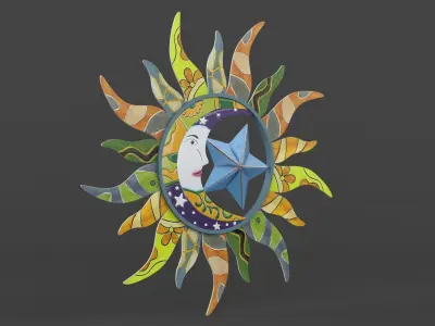 Sun Moon Wall Decoration 3D model purchase