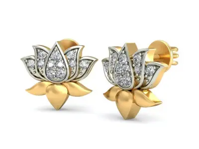 Solitaire Women Earring 3D print model 8