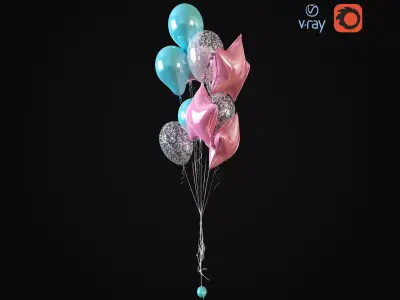 Helium balloons 3D model