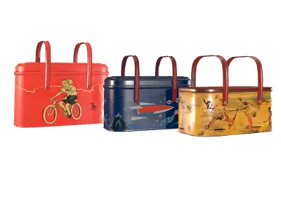 Vintage Lunch Boxes Low Poly Low-poly 3D model