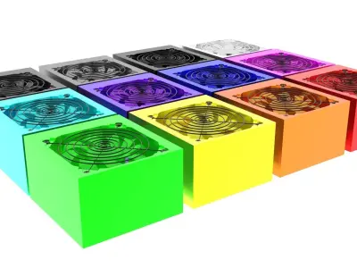 Colored Power Supply Units Set 3D model