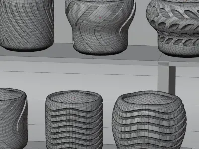 flower pot set 3D model