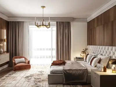 Modern luxury style bedroom 3D model