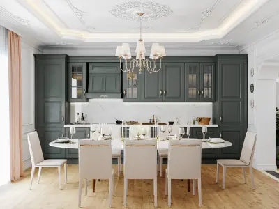 Neoclassical interior Living and kitchen room 3D model