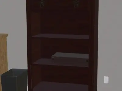 Bookshelf bookcase with shelves and drawers Free low-poly 3D model