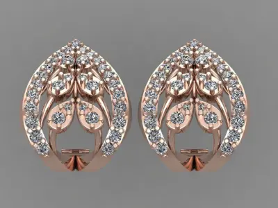 Rose Gold Diamond Women Earring 3D print Model 3D print model purchase