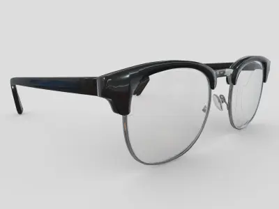 Retro Brownline Glasses Low Poly PBR Realistic Low-poly 3D model