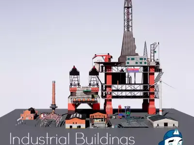 Industrial Buildings Pack Low-poly 3D model