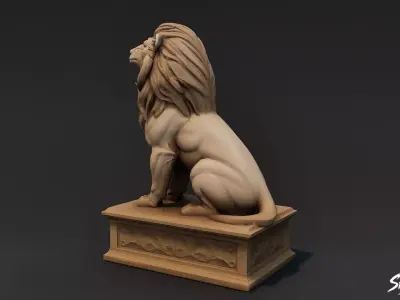 Lion Statue V2 Low-poly 3D model