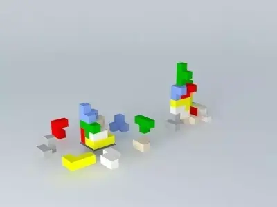 Cubes set of colorful lego blocks Free 3D model