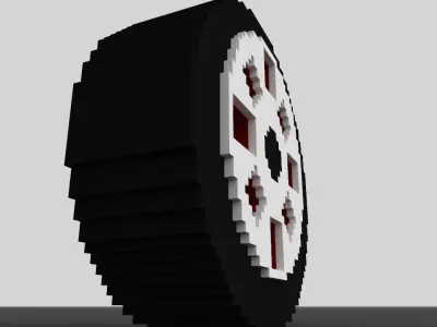 Voxel Wheel Low-poly 3D model