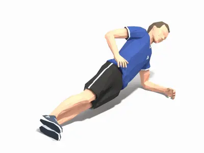 Side Plank With Leg Raise Exercise Man Animation Low-poly 3D model