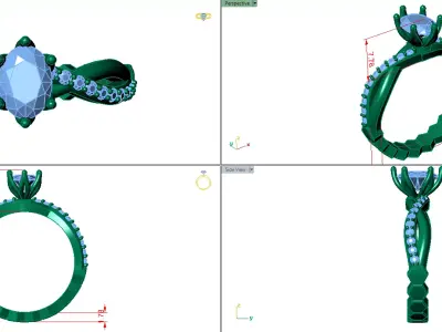 criss cross oval solitaire ring   3D print model