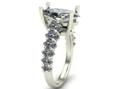 Engagement Ring With Marquise Diamond 3D model