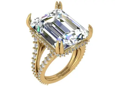 Emerald Cut Split Shank Ring 4391 3D print model