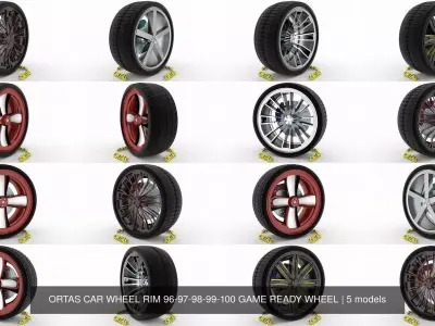 ORTAS CAR WHEEL RIM 96-97-98-99-100 GAME READY WHEEL 3D Model Pack