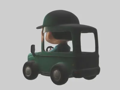 Cartoon Bus Driver 1 Low-poly 3D model