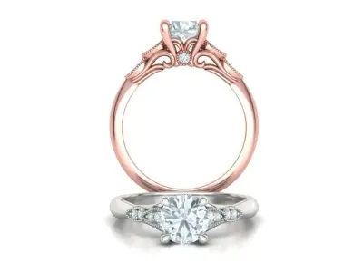 Solitaire Nautilus Engagement Ring Big Stone 3dmodel 3D print model