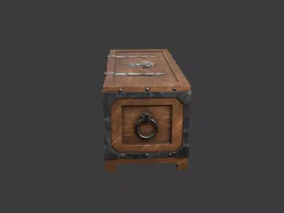 Old wooden chest with lock 3D model