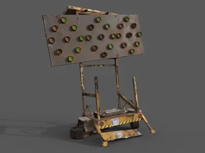 New And Broken Traffic Arrow Signboard Low Poly Game Ready Low-poly 3D model
