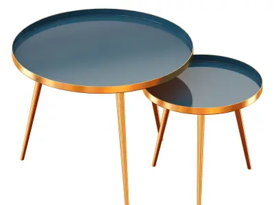 AVRIL - Nest of Tables Blue-Pink-Green- Black 3D model