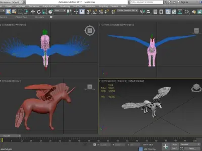 Pegasus unicorn with wings Low-poly 3D model