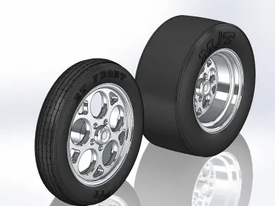 Set of wheels Summit Drag-Thrust for scale model dragster 3D print model