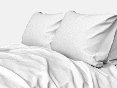 Bed 3D model with pillows and blankets Free 3D model