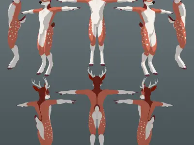 Deer Anthro Low-poly 3D model
