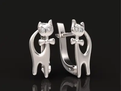 set ring cat and earrings cat  3D Model Pack