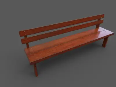 Pack 6 Wood Bench Low-poly 3D model