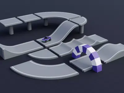 Ultimate Low-Poly Track Builder Pack Low-poly 3D model