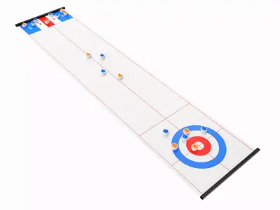 Curling and Shuffle Board Table Game 3D model