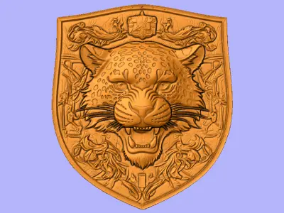 ESCUDO COM CABECA DE ONCA 3D model