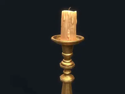 Brass Candlestick 2 Low-poly 3D model