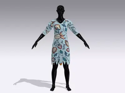 Female Cloth Dress Low-poly 3D model
