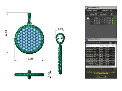 Shimmering Circle Diamond Pendant 3D print model