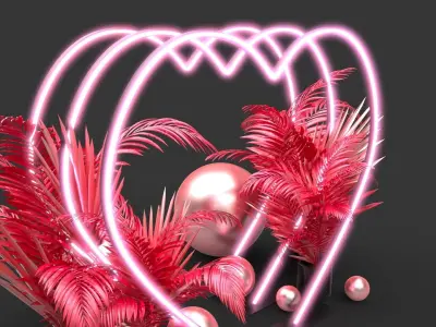 Neon Hearts - Photo Opportunity 3D model