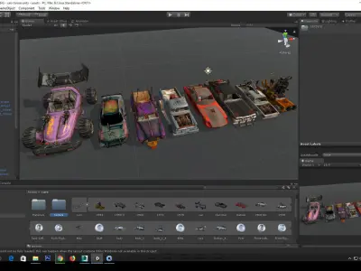 Demolition Derby Carss x 8 Low-poly 3D model