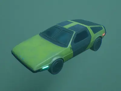 Retro Futuristic Car Low-poly 3D model